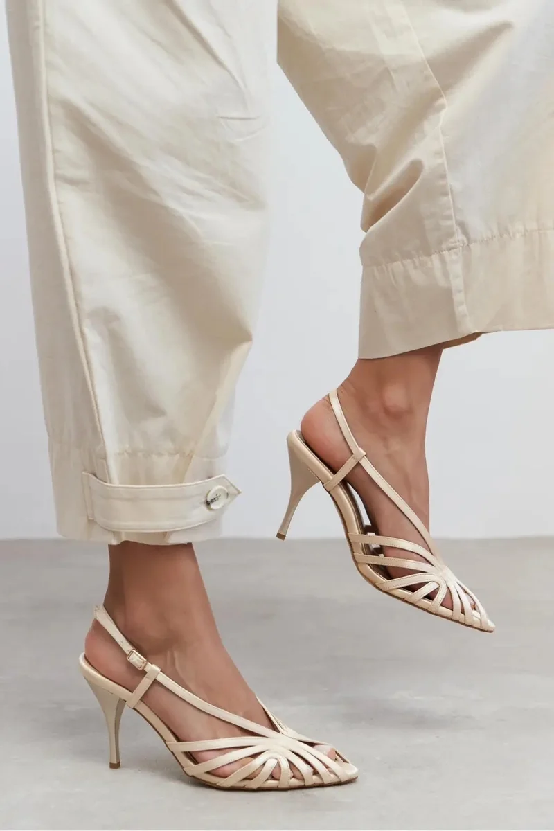 Nisantasi Shoes  Eryu Toe Details Caged Heels for Women | Best Price UAE