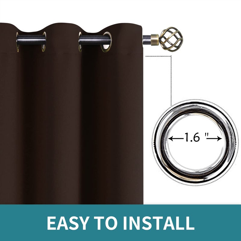 BGment الستائر التعتيم بريال - غرفة نوم معزولة الحرارية غامق غرفة نوم وستائر غرفة المعيشة مجموعة من لوحين (52 × 108 بوصة بني) - Image 5