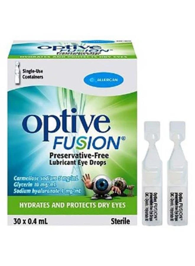 Optive Fusion UD 0.4ml Unit Dose Vials, Artificial Tears For Dry Eyes Pack of 30's
