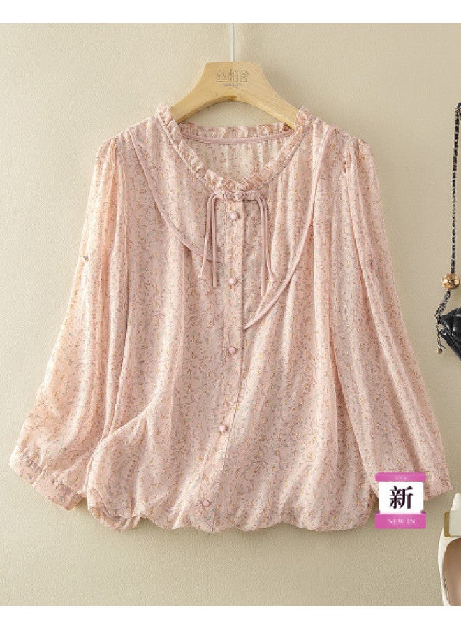 Cypress House 2025 Summer New Women's Vintage Slimming Elegant Pullover Shirt - Image 1