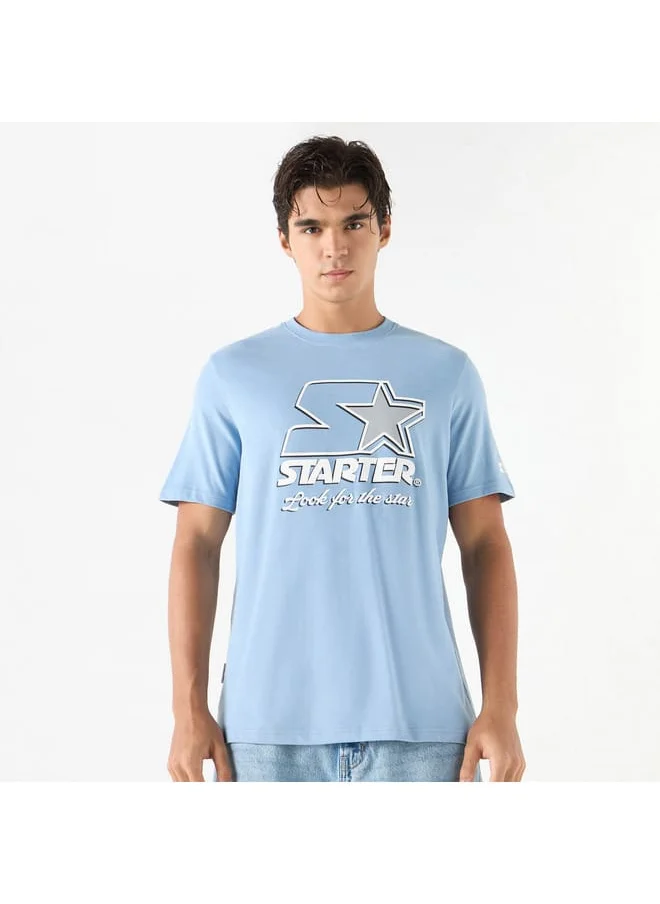 STARTER Starter Typographic Print Crew Neck T-Shirt with Short Sleeves