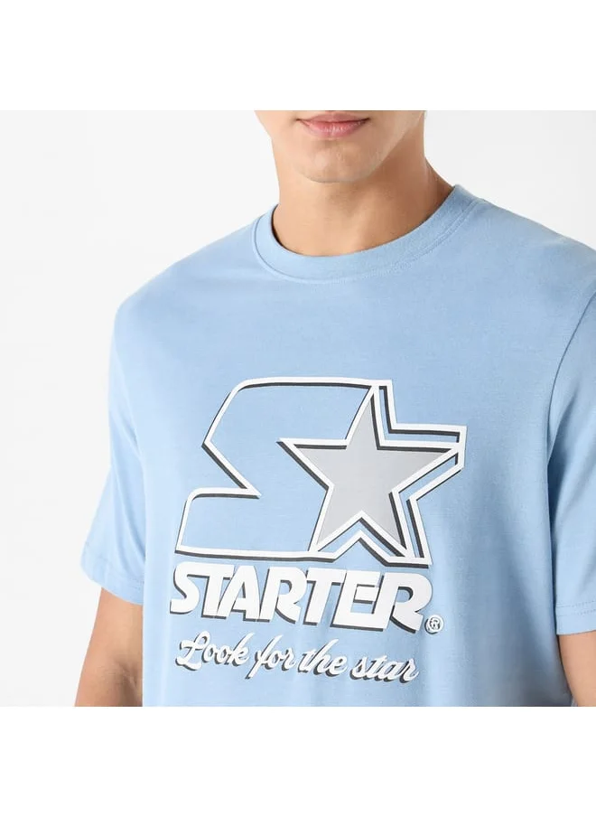 STARTER Starter Typographic Print Crew Neck T-Shirt with Short Sleeves
