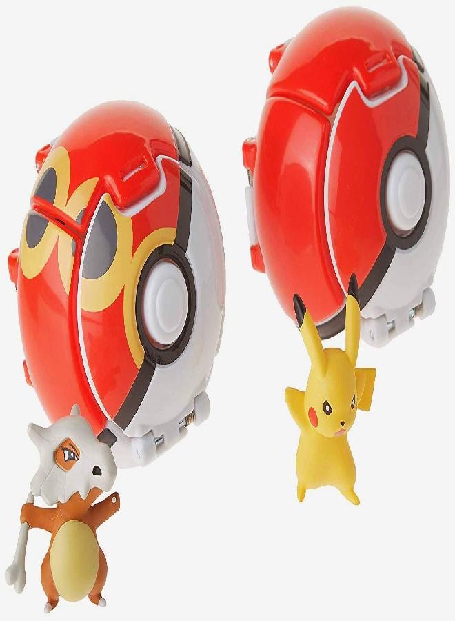 Tomy Pokemon Throw 'N' Pop Duel Pikachu Pokeball & Cubone Repeat Ball Figure Set - Image 2