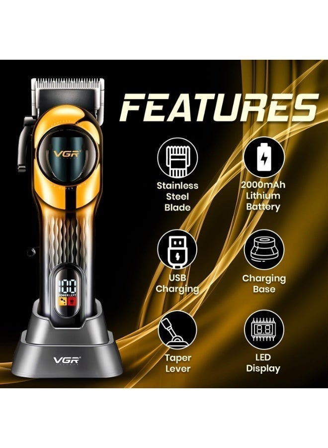 VGR V-166 Professional Personal Hair Clipper for Professionals in Beauty Salons Gold / Black - Image 3