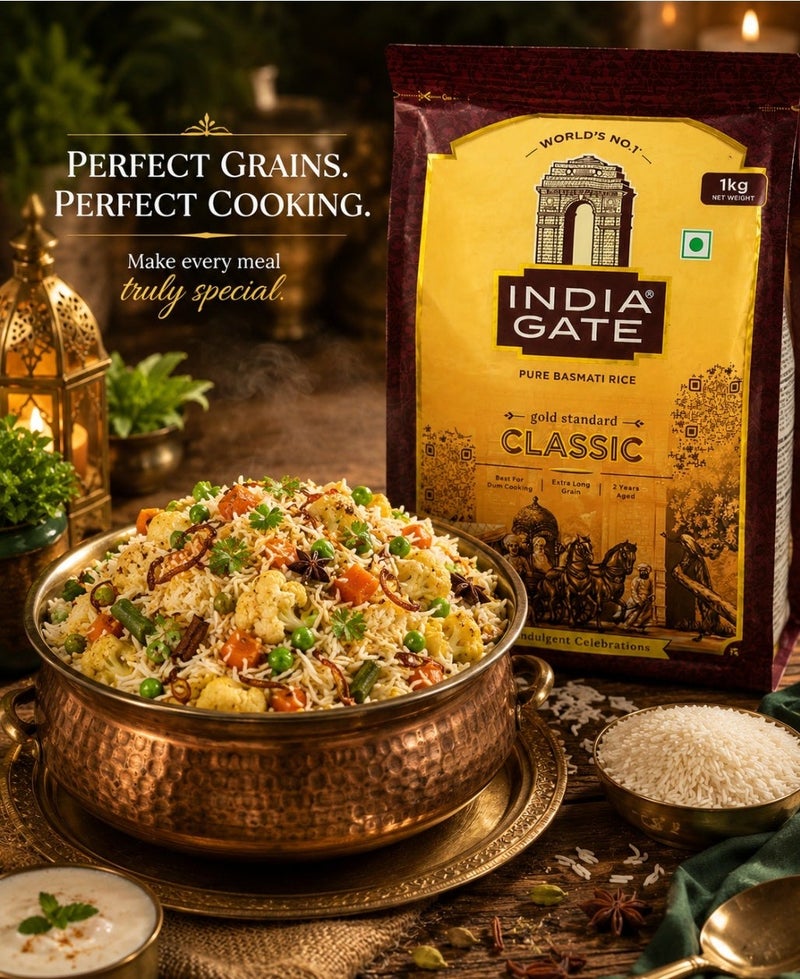 India Gate Basmati Rice Classic 1kg - Image 3