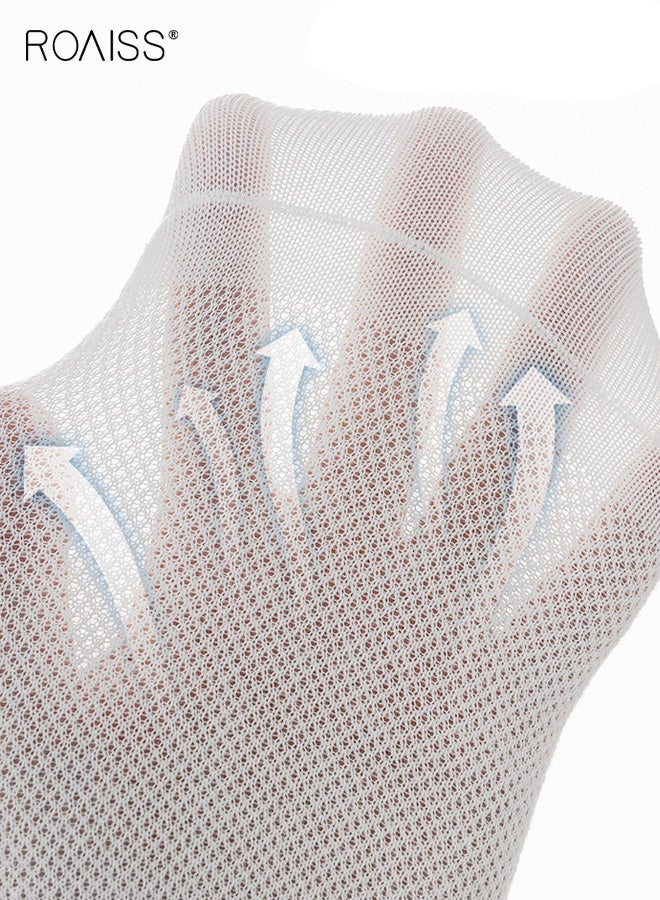 رويس 5 أزواج من الجوارب النسائية حتى منتصف الساق مصنوعة من القطن بنسبة 100%، جوارب شبكية قابلة للتنفس حتى منتصف الساق، تمتص الرطوبة، مقاومة للرائحة، مضادة للبكتيريا، غير قابلة للانزلاق، مناسبة لجميع المواسم - Image 4