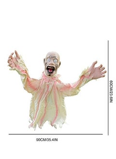 Brain Giggles Brain Giggles Scary Doll Props Horror Decoration Large Swing Ghost Hanging Ghost Decoration for Indoor Outdoor Garden Lawn Decoration - White  - Image 2