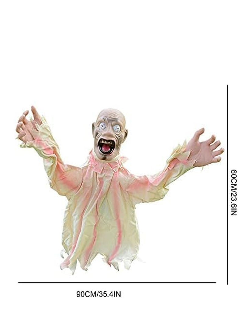 Brain Giggles Brain Giggles Scary Doll Props Horror Decoration Large Swing Ghost Hanging Ghost Decoration for Indoor Outdoor Garden Lawn Decoration - White  - Image 2