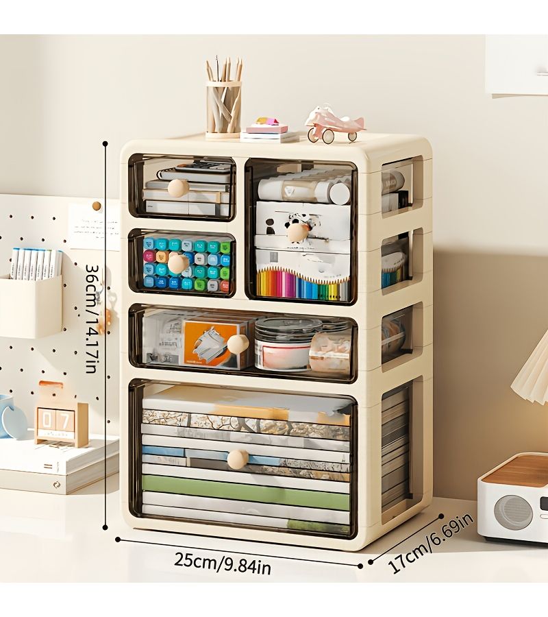 3 Layer Plastic Drawer Cabinet Large Capacity Desk Organizer Dustproof Moistureproof White - Image 3