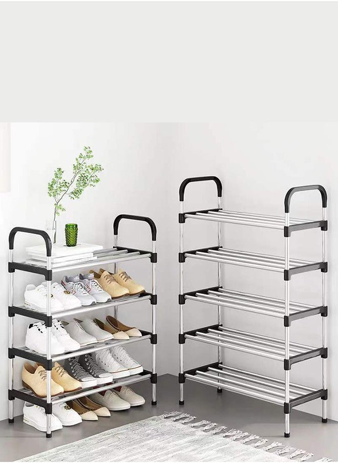  راك ستور  - 4 Tier Stianless Steel Freestanding Shoe Rack Portable Shoe Cabinet Storage Shoe Organizer For Entryway Cloakroom and Living Room - Image 1