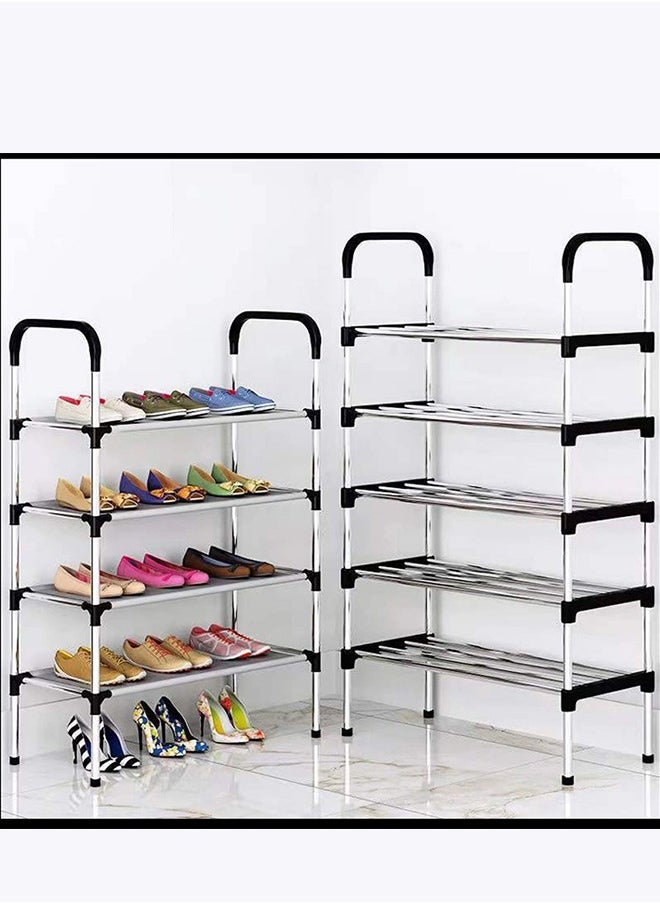  راك ستور  - 4 Tier Stianless Steel Freestanding Shoe Rack Portable Shoe Cabinet Storage Shoe Organizer For Entryway Cloakroom and Living Room - Image 1