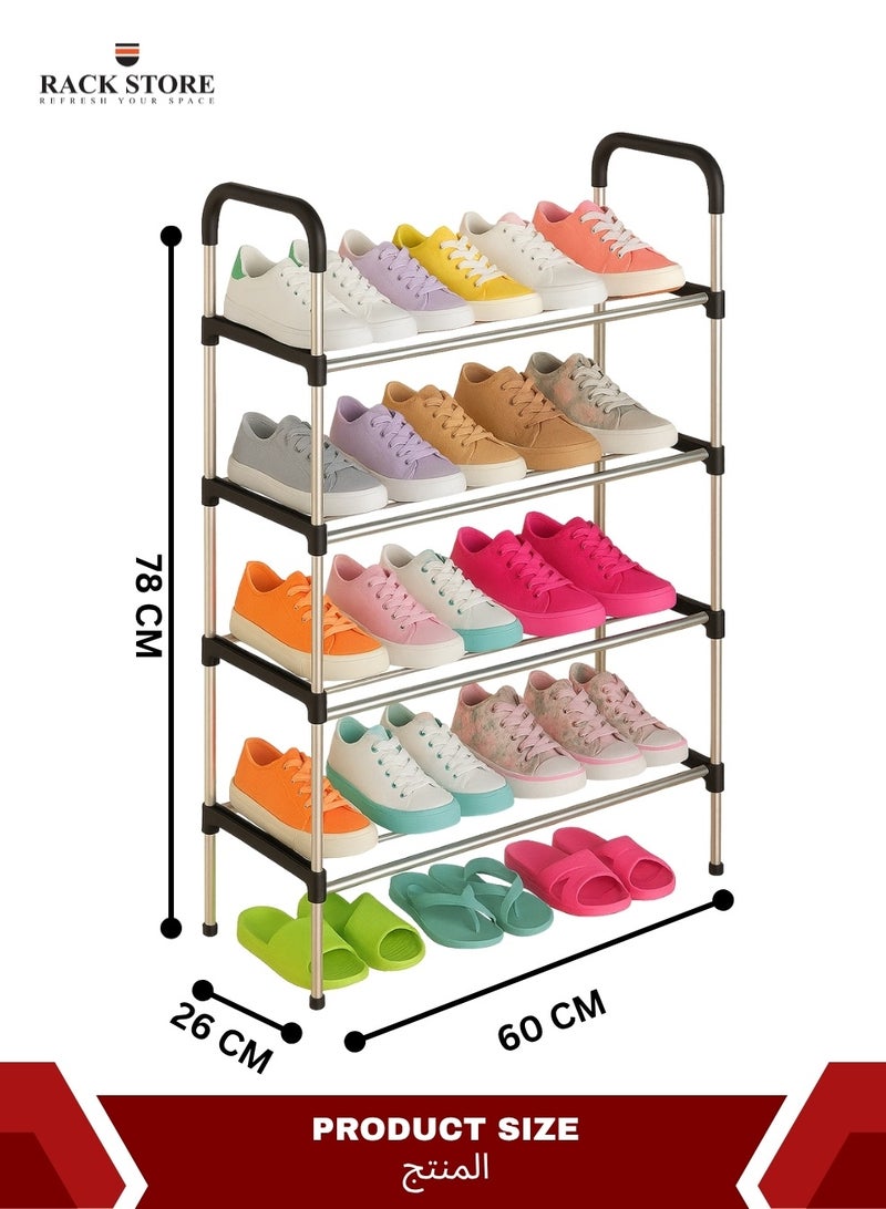 RACK STORE 4 Tier Stianless Steel Freestanding Shoe Rack Portable Shoe Cabinet Storage Shoe Organizer For Entryway Cloakroom and Living Room - Image 2