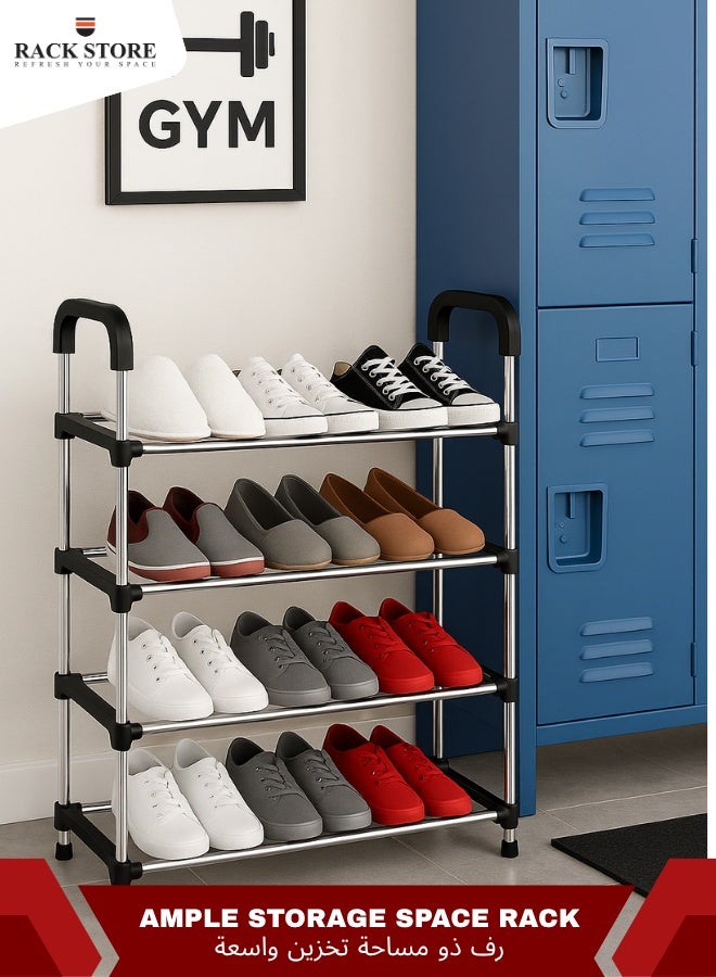 RACK STORE 4 Tier Stianless Steel Freestanding Shoe Rack Portable Shoe Cabinet Storage Shoe Organizer For Entryway Cloakroom and Living Room - Image 5