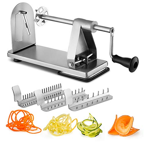 MITBAK Stainless Steel Spiralizer Vegetable Slicer | Industrial-Grade 3-Blade Zoodle Maker | Zucchini spaghetti maker | Great For Salad, Low Carb, Paleo, Vegan, Spaghetti | Suction Base For Non Slip - Image 3