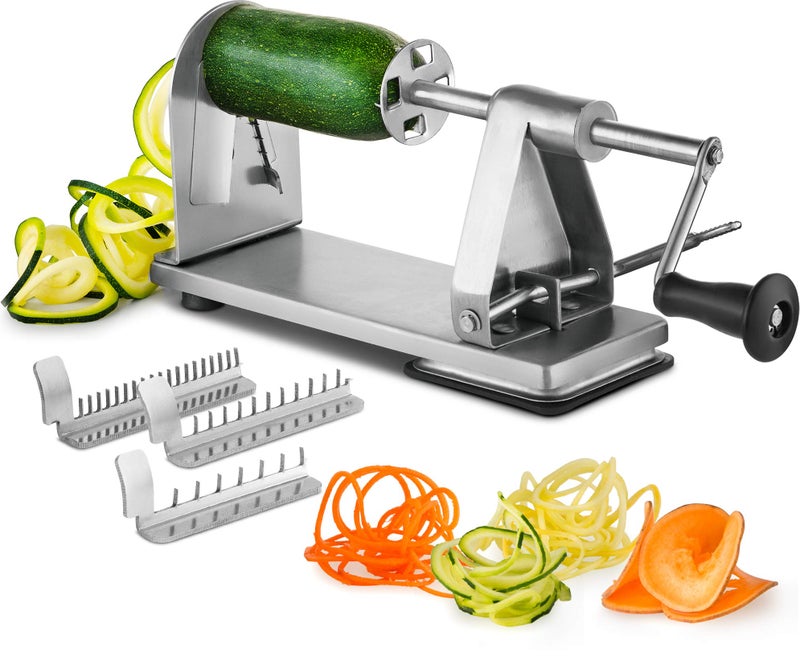 MITBAK Stainless Steel Spiralizer Vegetable Slicer | Industrial-Grade 3-Blade Zoodle Maker | Zucchini spaghetti maker | Great For Salad, Low Carb, Paleo, Vegan, Spaghetti | Suction Base For Non Slip - Image 1