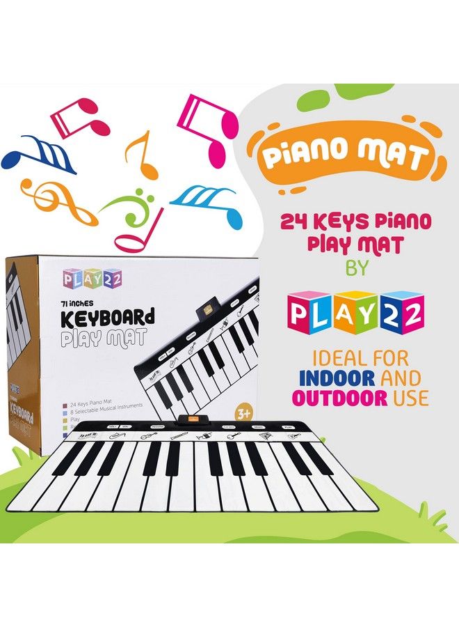 Play22 Keyboard Playmat 71" 24 Keys Piano Play Mat Piano Mat Has Record, Playback, Demo, Play, Adjustable Vol. Best Keyboard Piano Gift For Boys & Girls Original - Image 3