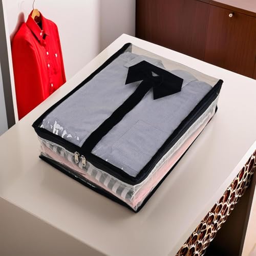 AT Ankit Traders Plastic AT Traders Transparent Shirt Cover Storage Bags for Wardrobe and Closet Organizer with Zipper (Pack of 4), 14 x 39 x 30 Cm - Image 2