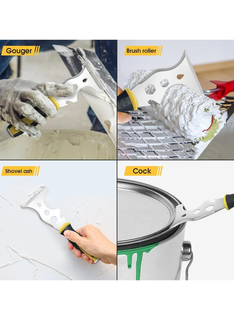Oasisgalore Scraper Tool, Stainless Steel 13-in-1 Painters Tool Professional Multi Paint Stripper Tool Includes Paint Roller, Straight Scraper - Image 5