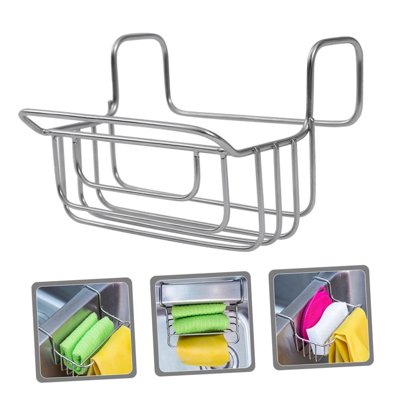 White Hanging Basket Soap Dish Sink Rack Organizer Draining Basket for Sponge - Image 4