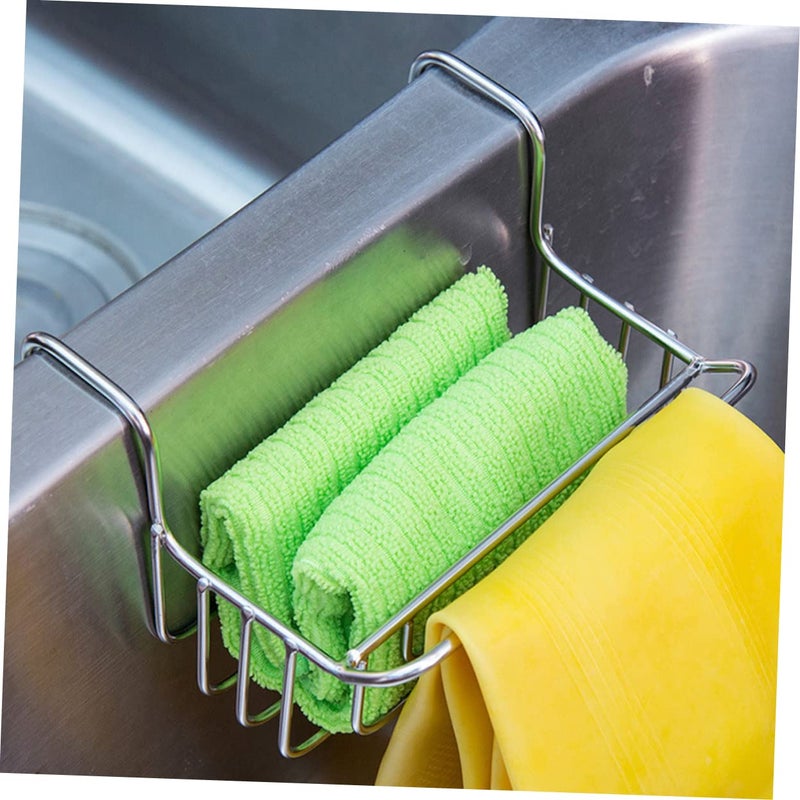 White Hanging Basket Soap Dish Sink Rack Organizer Draining Basket for Sponge - Image 5
