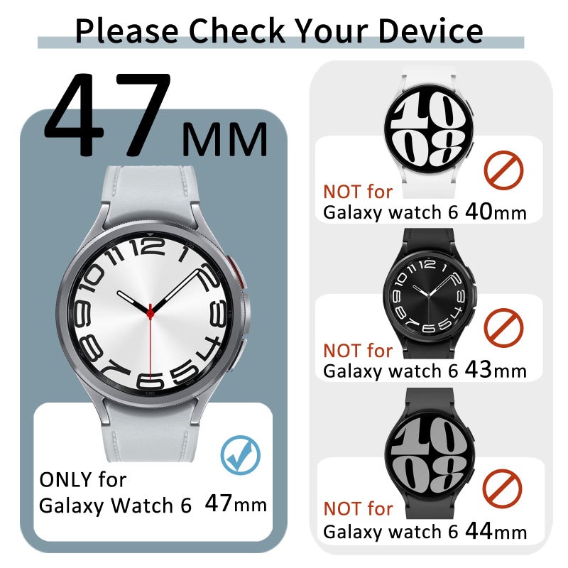 RICHONE 3 in 1 Bling Case for Galaxy Watch 6 Classic Screen Protector 47mm,Anti-Fog Tempered Glass Protective Film and Hard Face Cover Bumper Samsung Watch 6 Classic 47 Accessories (Silver, SM-R960) - Image 2