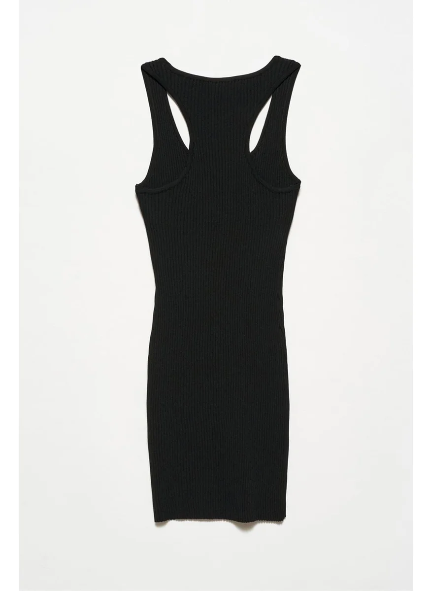 Dilvin Women's Deep Crew Neck Knitwear Dress 90149