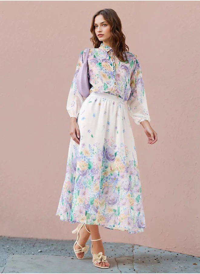 تواكستريمز 2Xtremz Floral Print Midi Skirt