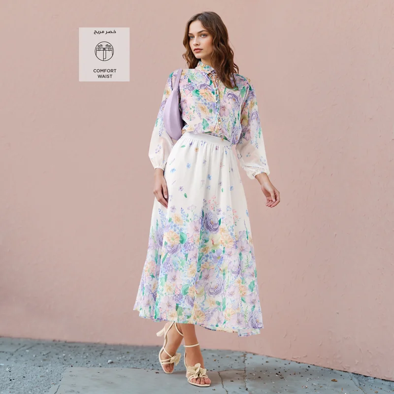 2Xtremz 2Xtremz Floral Print Midi Skirt
