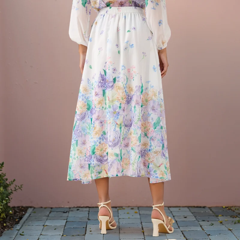 تواكستريمز تنورة ميدي بطبعة زهور