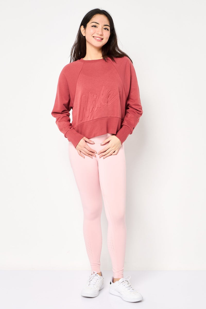 Nike Women Loose Fit Brand Logo Long Sleeve Outdoor Sweatshirt, Rust - Image 2