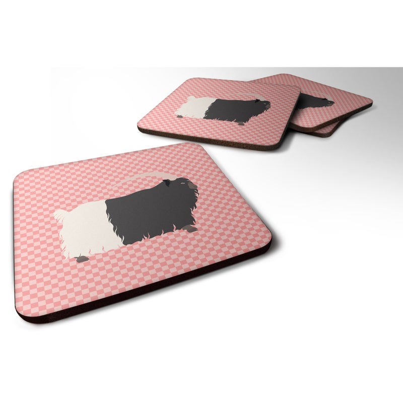 Caroline's Treasures ""Caroline's Treasures Welsh Black-Necked Goat Pink Check Decorative coasters  3.5  Multicolor"" 