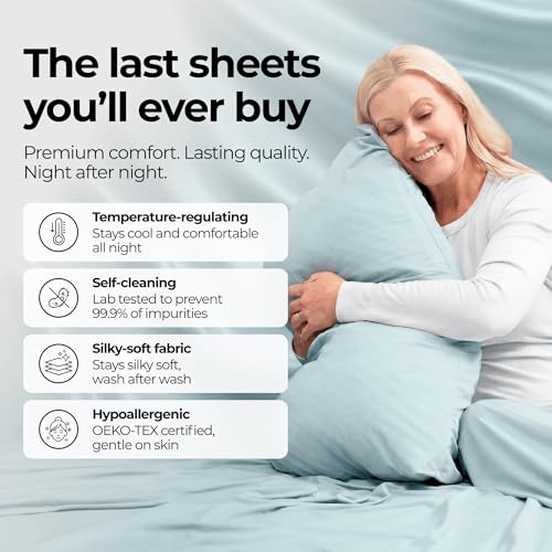Silvery Silver Infused Bed Sheets Set - Ultra-Soft Temperature-Regulating Fabric with Self-Cleaning Technology™ that Stays Fresh 3X Longer for Hygienic Sleep - Image 2
