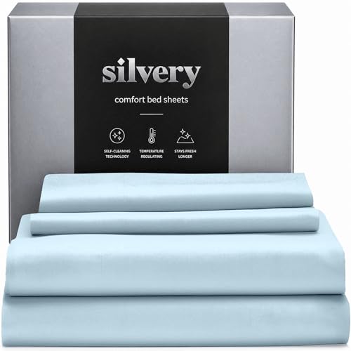 Silvery Silver Infused Bed Sheets Set - Ultra-Soft Temperature-Regulating Fabric with Self-Cleaning Technology™ that Stays Fresh 3X Longer for Hygienic Sleep - Image 1