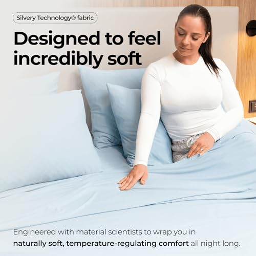Silvery Silver Infused Bed Sheets Set - Ultra-Soft Temperature-Regulating Fabric with Self-Cleaning Technology™ that Stays Fresh 3X Longer for Hygienic Sleep - Image 3