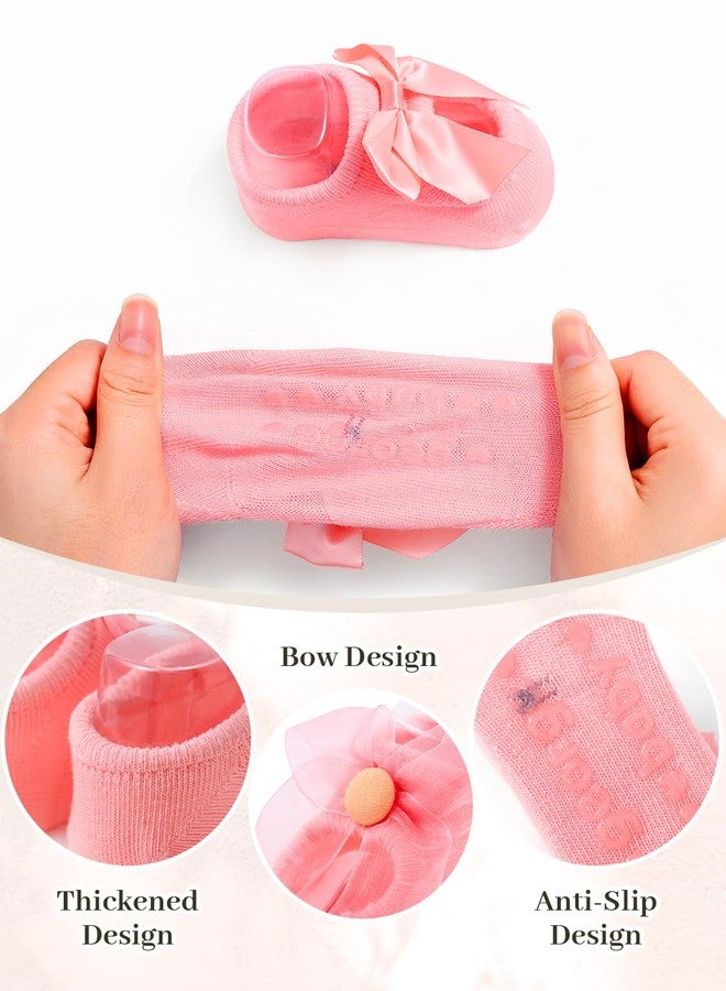 Urieo Baby Girls Socks Flower Non-Slip Grips Ankle Socks for Newborn Infants - Image 4