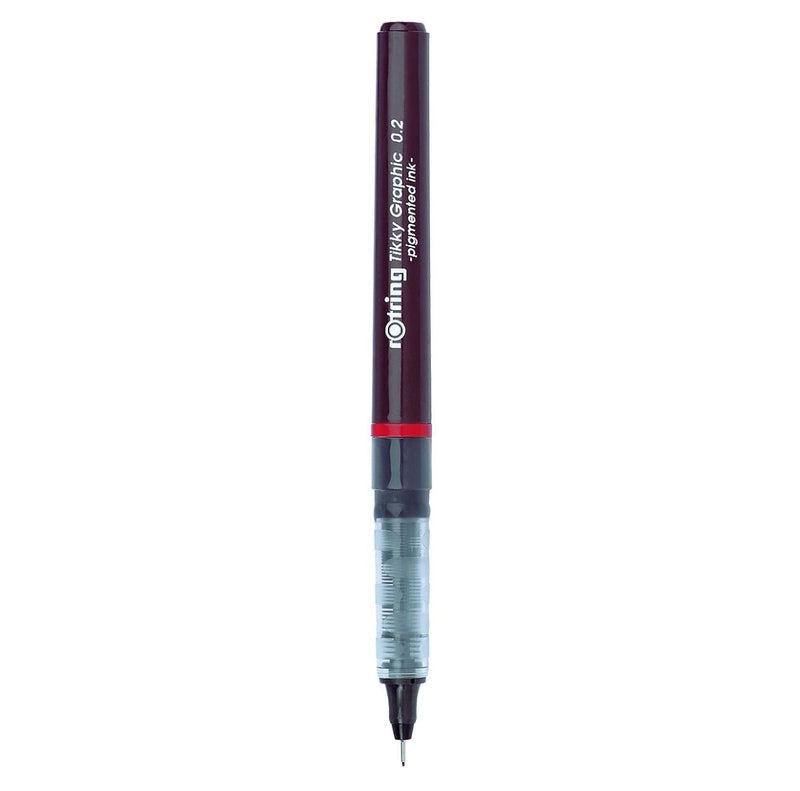 rOtring Tikky Fine Liner Fiber Tip Graphic Pen, 0.2 mm, Black Ink (1904752) - Image 1