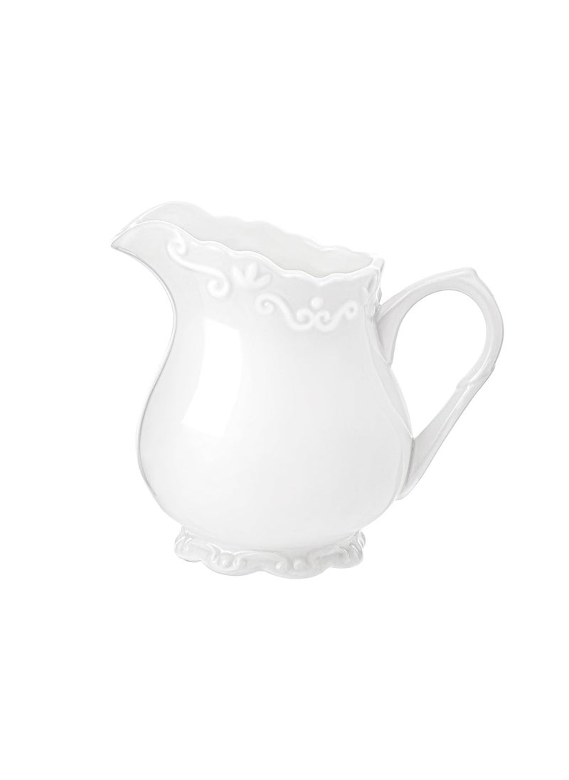 JHNIF JHNIF Vintage Pure White Ceramic Creamer with Handle 6 Oz Coffee Milk Creamer Pitcher 