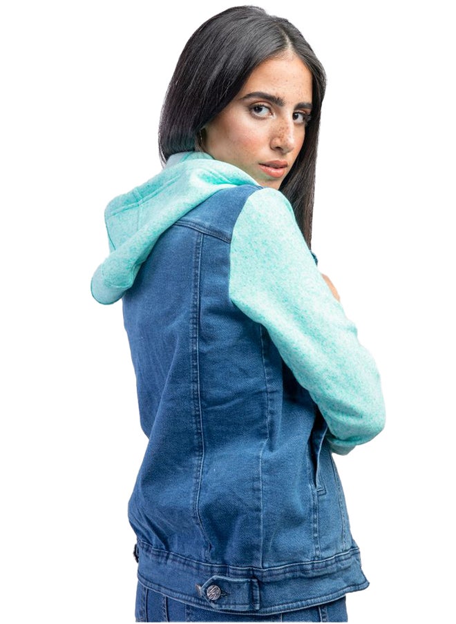 Youthful - Denim Jacket With Cotton Sleeves - Image 1