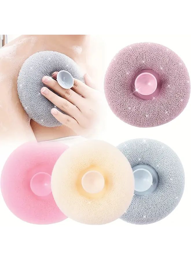 4pcs Exfoliating Shower Brushes With Suction Cups Wall Mounted Bath Sponges For Men And Women - Image 1