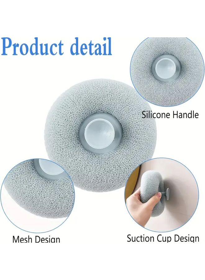 4pcs Exfoliating Shower Brushes With Suction Cups Wall Mounted Bath Sponges For Men And Women - Image 3