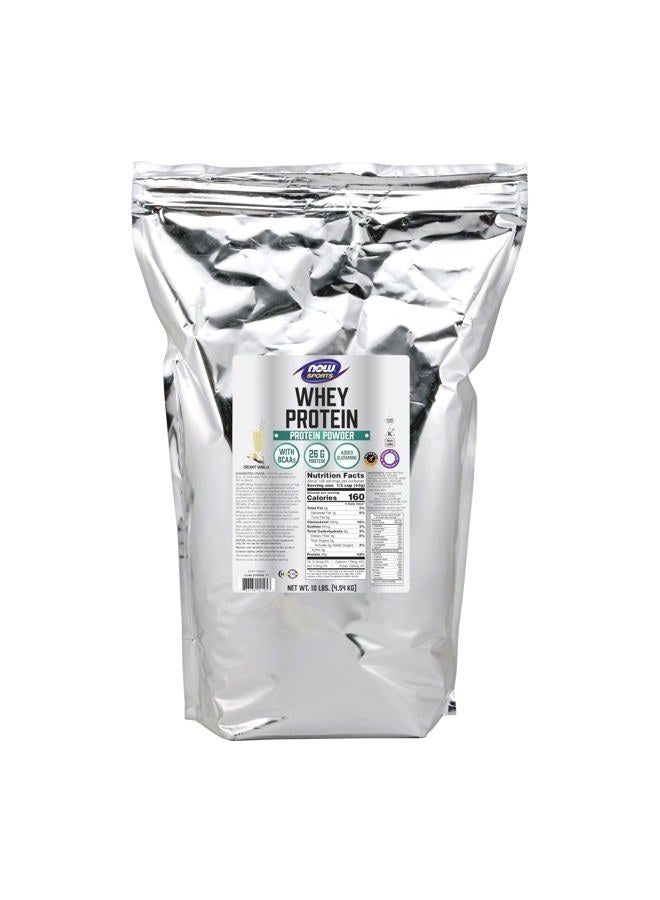 now تغذية رياضية، بروتين مصل اللبن، 26 جرام مع BCAAs، مسحوق فانيليا كريمي، 10 باوند - Image 1