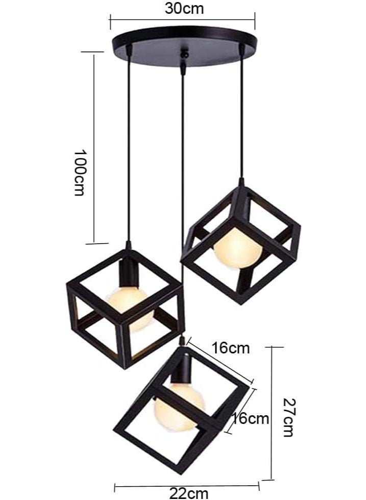AFN Modern Geometric Cube Pendant Ceiling Light with Triple Hanging Design for Dining Room Living Area Kitchen Island Decorative Indoor Lighting Fixture - Image 2