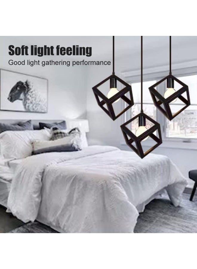 AFN Modern Geometric Cube Pendant Ceiling Light with Triple Hanging Design for Dining Room Living Area Kitchen Island Decorative Indoor Lighting Fixture - Image 3