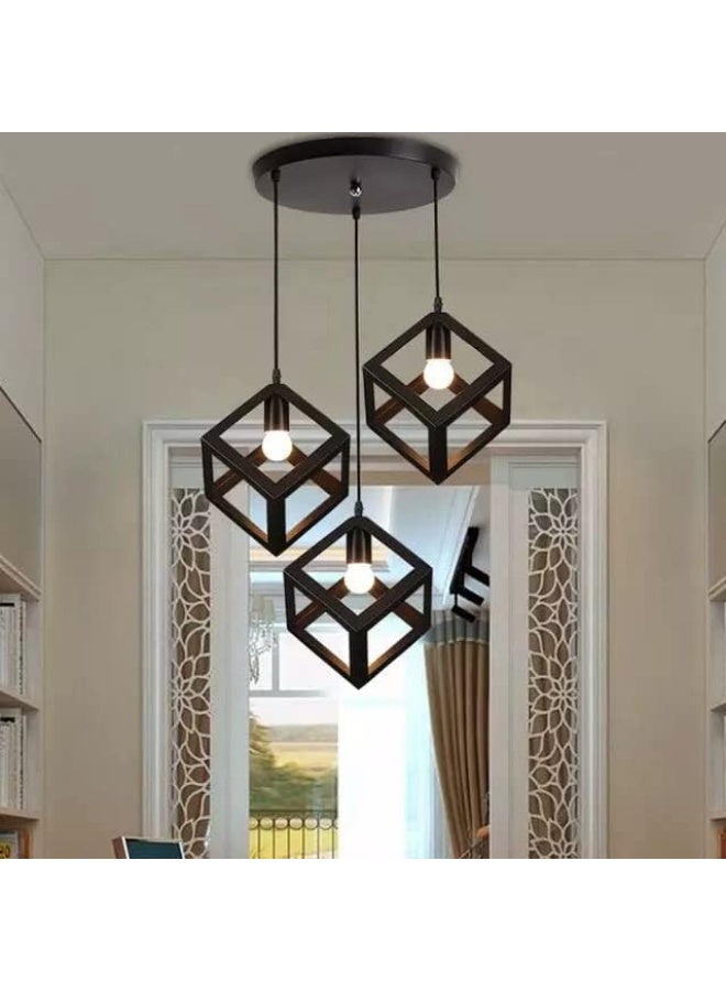 AFN Modern Geometric Cube Pendant Ceiling Light with Triple Hanging Design for Dining Room Living Area Kitchen Island Decorative Indoor Lighting Fixture - Image 4