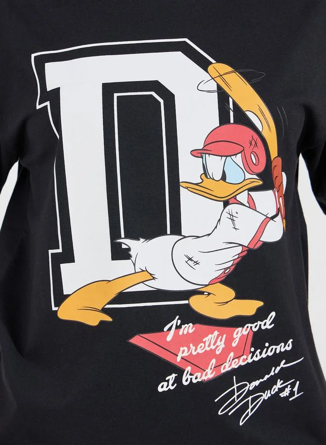 Styli Donald Duck Graphic Oversized T-Shirt with Dropped Shoulder