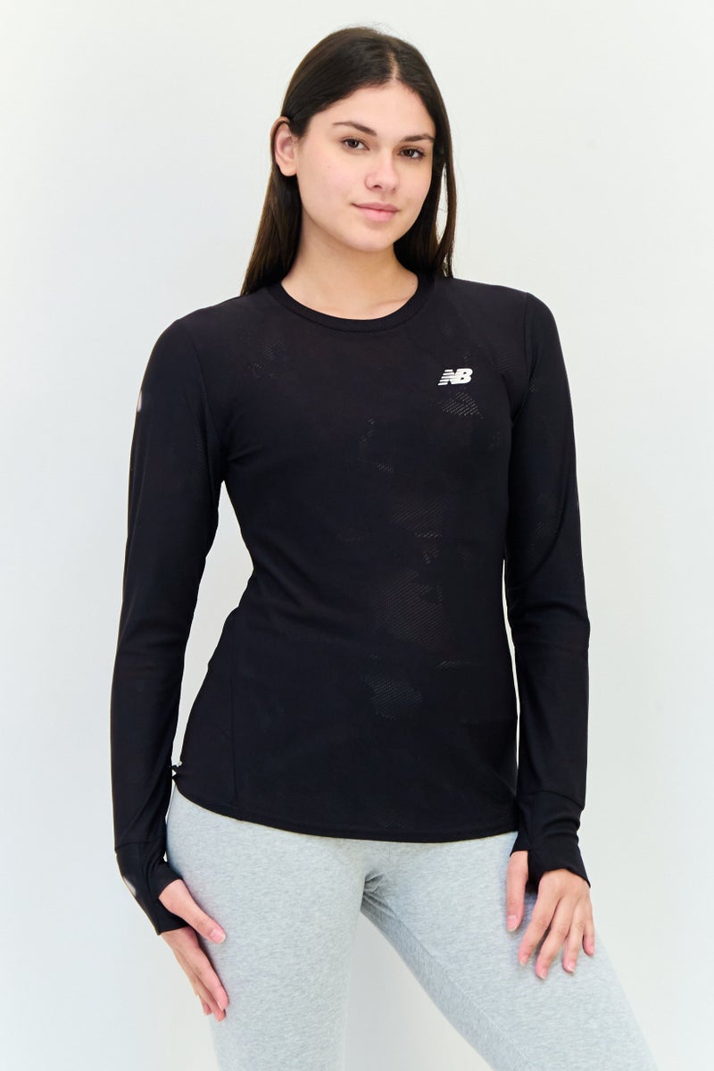 New Balance Women Fitted Fit Long Sleeve Training Top, Black  - Image 1