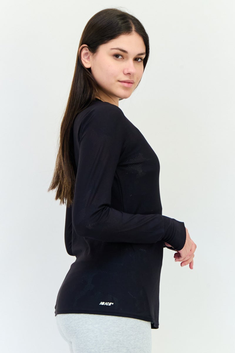 New Balance Women Fitted Fit Long Sleeve Training Top, Black  - Image 2