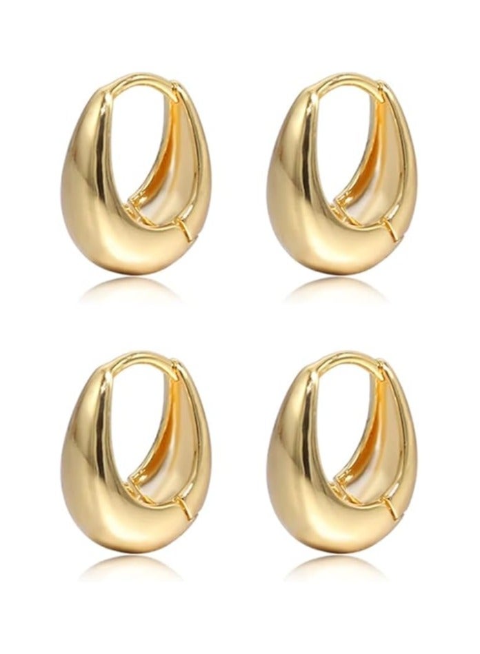 Fayrouz Jewellery Small hoop earrings for women 18k gold plated, barber earrings for women  - Image 1