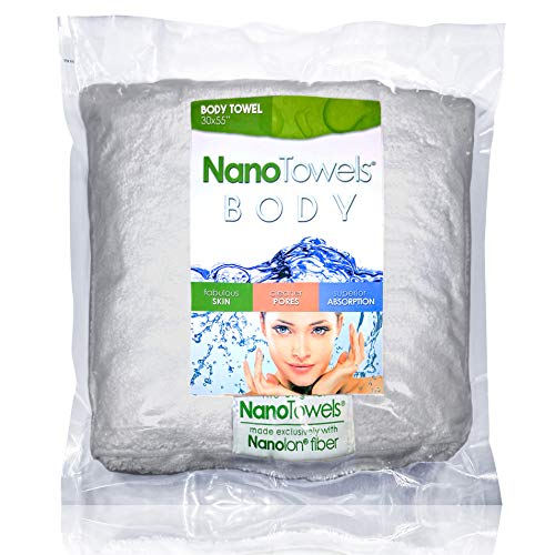 Life Miracle Nano Towels Body Bath & Shower Towel. Huge & Super Absorbent. Wipes Away Dirt, Oil and Cosmetics. Use As Your Sports, Travel, Fitness, Kids, Beauty, Spa Or Salon Luxury Towel. (30 x 55", Grey) - Image 1