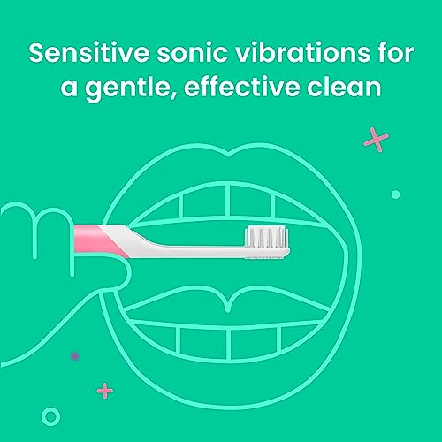 Quip Sonic Toothbrush for Kids - Timed Electric Toothbrush with Small Replaceable Brush Head - Soft Bristles, Rubber Handle, 3 Month Battery Life - Travel Toothbrush - Pink - Image 2